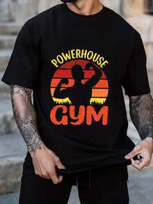 Esencial de  Camiseta de algodón blanca con patrón del gimnasio - Negro - View 1