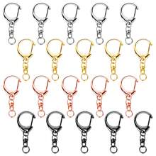 20/40/70个金属弹簧扣钥匙扣，4色旋转钩钥匙圈，带链条和开口环，适用于DIY工艺品、包包装饰、钥匙扣配件