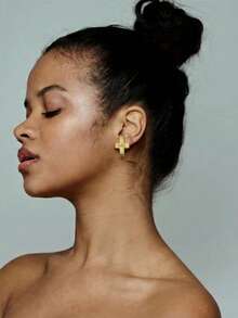 Custom Name Earring,Gold Cross Earrings, Elegant Statement Jewelry ,Name Hoops, Letter Hoop Earring,Best Friend Gift,Mother's Day Gift, Easter Gift, Anniversary Gift - Multicolor - View 3