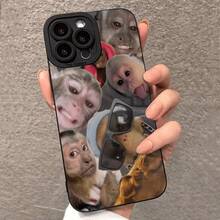 Handyhülle: Affen-Engelsauge schwarze Handyhülle mit Brille und Schutz weiche Hülle geeignet für iPhone 16promax 16pro 16plus 16 15/ 15pro/ 15promax/ 15plus, 14, 13, 12, 11 Pro Max x xr xs xsmax 7 8 plus Pro Max, Geburtstagsgeschenk, Geschenk für Freund - Schwarz - Übersicht 2