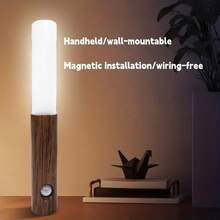 1 Lámpara de pared con sensor de movimiento, lámpara inteligente de madera imitación con luz nocturna infrarroja por movimiento, lámpara de pared LED recargable para pasillo, tipo de montaje magnético, para mesa o pared, luz de sensor interior, disponible en 3 temperaturas de color - Multicolor - Ver 10