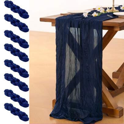 5 pièces Ensemble de chemins de table plissés bleu foncé et nappes pliables, convient pour les décorations de fêtes et d'anniversaires, les décorations de mariage, la décoration festive de la maison, les arrangements de table de fête, nappes bleu foncé, chemins de table, nappes de couleur unie, décorations d'anniversaire, décorations de mariage, décorations du Nouvel An et cadeaux de fête
