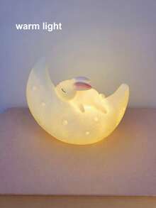 1pc Moon Rabbit Night Light, Modern Creative Rabbit Lamp, Bedroom Bedside Lamp, Decorative Lighting, Decorative Small Table Lamp, Ramadan, Valentine's Day Gift - Multicolor - View 14