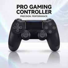 Pro Wireless Gaming Controller For P-4 Console, No Latency Bluetooth Gamepad With Turbo Function, Double Shock Vibration, Ergonomic Design Replacement Remote For P-4 - 黑色 - 查看 1