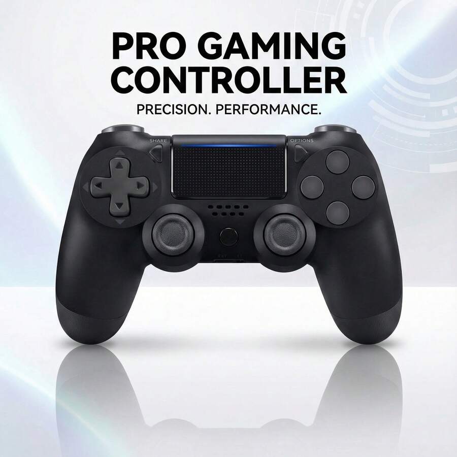 Pro Wireless Gaming Controller For P-4 Console, No Latency Bluetooth Gamepad With Turbo Function, Double Shock Vibration, Ergonomic Design Replacement Remote For P-4 - 黑色 - 查看 1