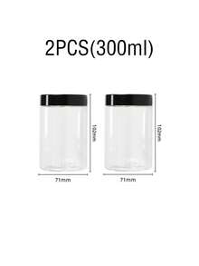 2个直径2.8英寸的塑料储物罐，带盖，化妆品收纳罐，可重复使用，旅行化妆品收纳罐，适用于颜料、乳霜、史莱姆、乳液、粉末、样品、厨房收纳，可重复灌装 - 黑色 - 查看 12