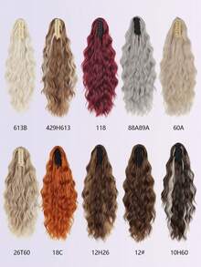 女士合成卷曲波浪夹式马尾假发 - 彩色 - 查看 3