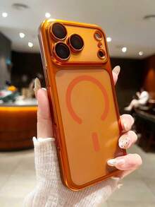 全新奢华哑光磁吸手机壳，兼容 17/16/15/14/13 Pro Max，半透明带镜头保护膜，瞬间升级至 17 系列 - 橘色 - 查看 1