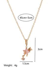 1pc Fashion Faux Pearl Pink Zirconia Sea Star Earring Necklace, Electroplated 18k Gold, Showcasing Female Charm, Suitable For Women's Daily Leisure, Social And Banquet Dress, Talisman Earring Necklace, Women's Jewelry Earring Necklace Wearing. Can Be Given As A Gift To Mothers, Wives, And Girlfriends. - Multicolor - View 8
