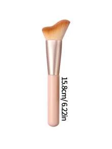 1pc Wavy Head Soft Bristle Makeup Brush, Pink Base, Non-Powdery, Easy To Clean, Professional Face Contour, Setting Powder Brush, Multi-Functional Beauty Tool - Apricot - View 7