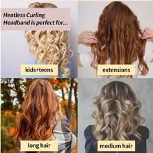 1pc No-Heat Hair Curler, 8-Prong No-Heat Hair Curling Wand With Soft Curl Ribbon, Soft Wave Curler For All Hair Types - Black - View 2