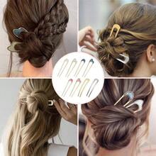 2 Piezas Horquillas para el Cabello Forma U Pinza para el Cabello Francesa 2 Puntas Horquillas Moo Mujeres Nias Accesorios Horquilla Ayuda el Cabello Dorado y Plateado - Distrito de Karakash - Ver 5
