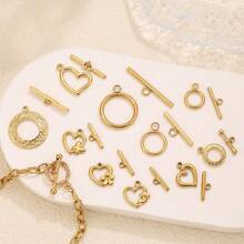 5 أزواج من الخواتم المفتوحة المطلية بالذهب الأصفر عيار 18 قيراط من الفولاذ المقاوم للصدأ بتصميمات قلب/فراشة/زهرة/محفورة، مناسبة لصنع الأساور والقلائد وغيرها من المجوهرات اليدوية، إكسسوارات زخرفية يومية - مشبك OT - مشاهدة 3