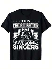 1pc Funny Choir Director T-Shirt - This Choir Director Has Awesome Singers Musical Note And Choir Staff Graphic T-Shirt - Soft And Breathable Crew Neck T-Shirt For Choir Conductors, Choir Members, Music Teachers - Unisex S-XXXL (Birthday Retirement) - 黑色 - 查看 6