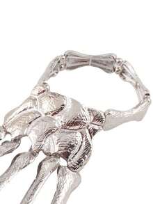 Caiyao's Gothic-Punk Metal Bracelet Features Skull And Crossbones Patterns, Exaggerated Bone Joint Rings, And A Unisex Heel Bracelet. The Rock Bracelet Is Suitable For Carnival Parties, Hip-Hop Dance, Street Dance, Role-Playing, And Vocal Music Concerts.