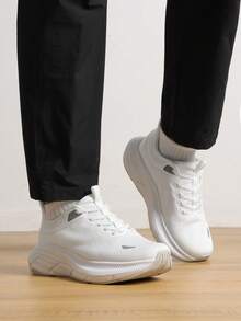 Men's Slip-On Walking Shoes - Hands-Free Running Tennis Sneakers With Cushioning, Non-Slip Gym Workout Athletic Shoes For All-Day Comfort & Style - 白色 - 查看 10