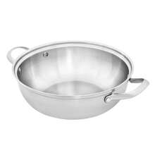 Silver 304 Stainless Steel Composite Steel Wok 10.23in Inner Diameter With Lid & Steaming Rack, Multipurpose For Frying Steaming Boiling Hot Pot, Dual Handles Compact Lightweight 3.7Lbs, Compatible With Induction Gas Electric Stoves For Home Hotel Restaurant - Silver - View 5
