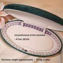 12mm/0.47in Romantic Purple & White Faux Pearl Necklace, Elegant & Versatile Collarbone Chain For Women, Suitable For Daily Wear And Evening, Great Gift For Girlfriend On Valentine's Day - Gradient Purple - View 12