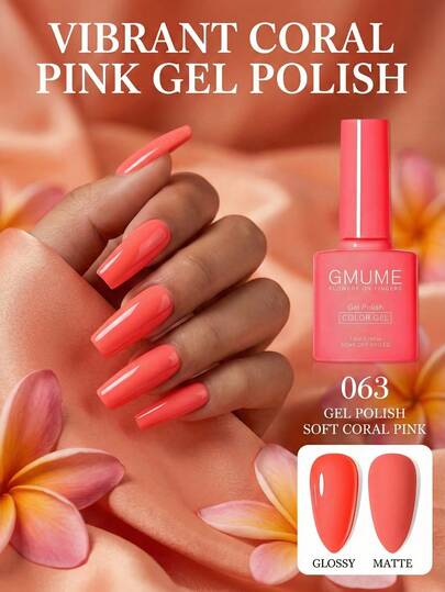 7.5ml Soft Coral Pink Gel Polish - Tropical Salmon Shade For Summer Beach Vacation - "What You See Is What You Get" Bottle - Soak Off UV LED Nail Glue - Vibrant Neon Holiday Manicure Nails