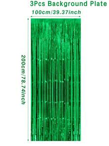 4pcs Metallic Foil Fringe Curtain Backdrop Decor, Party Background Metallic Foil Fringe Curtain, 1st Birthday Party Supplies, Baby Shower Decorations, Gender Reveal Party, Girl Baby Shower Decor - Green - View 5