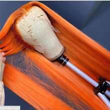 8-36英寸 180%密度 13X4 高清蕾丝前假发 直发 巴西人发混纺假发 自然色 13X4 全蕾丝边缘预拔毛蕾丝假发 带婴儿发 耳到耳瑞士高清蕾丝，打造自然外观 即戴即走 无胶假发 人发混纺 姜橙色 350 - S350 - 查看 4