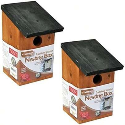 2 X Wooden Nesting Box Bird House Nesting Box Small Birds Bluetit Robin Sparrow