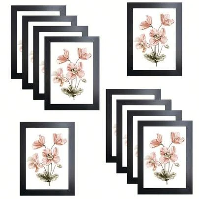 Pack Of 10 Photo Frames 6x4 Multi Black Frames Wall Mount/Stand Certificate Frame