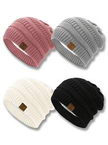 1顶或2顶男女通用加厚保暖针织帽，时尚冬季帽，保暖护耳，适合日常佩戴、滑冰、滑雪，秋冬季情人节礼物