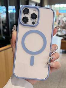 Transparent High-Grade Light Blue Framed Soft Gel Magnetic Charging Protective Case | Compatible, Shock-Proof, Ultra-Thin, Suitable For IPhone 17 Pro Max/16 Pro Max/13/15/15 Pro Max/17 Pro/14/11 Magnetic Phone Case, With Wireless Charging Function