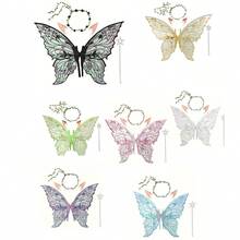 1 pieza Alas de mariposa brillantes, accesorio de disfraz de alas de mariposa con brillo para fiesta de carnaval, boda, disfraz de hada, alas de mariposa doradas y coloridas, regalo de cumpleaños - multicolor - Ver 7
