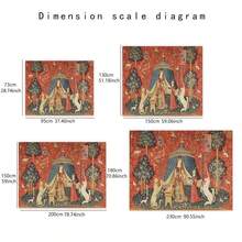 1件中世纪淑女与独角兽挂毯，欧式皇家风格，适用于客厅和卧室的墙面装饰 - 彩色 - 查看 3