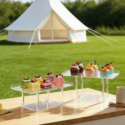 Supporto espositivo quadrato in acrilico per cupcake con base - facile da assemblare e riutilizzabile, adatto per buffet e piatti da dessert, per cupcake, dolci, matrimoni, feste di compleanno e altro