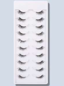 10 Pairs Cat Eye Half-Eye Elongated Eyelashes, Enlarging Eye Size, Suitable For Festivals, Vacations, Dates And Other Occasions - Black - View 1