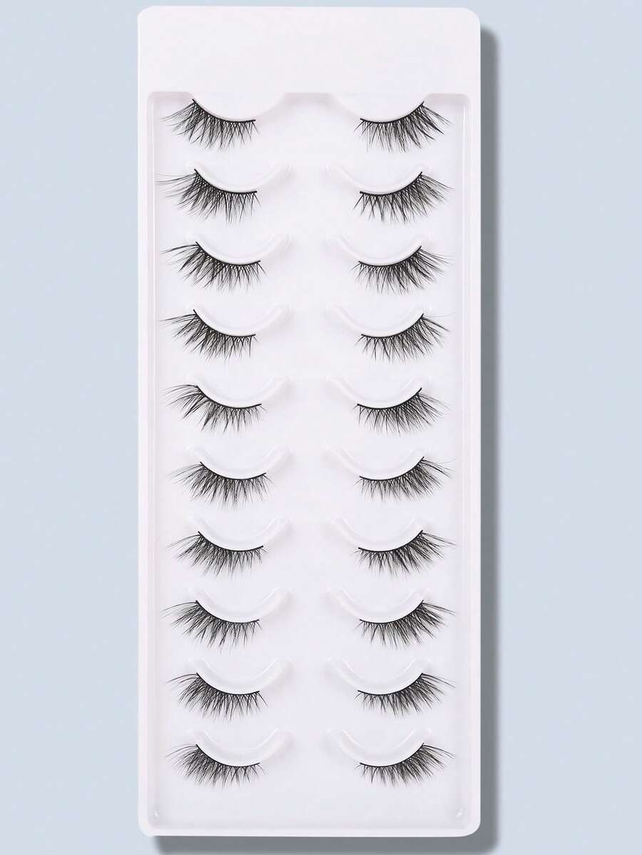 10 Pairs Cat Eye Half-Eye Elongated Eyelashes, Enlarging Eye Size, Suitable For Festivals, Vacations, Dates And Other Occasions - Black - View 1