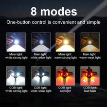 IR Sensor LED Headlamp Yellow Light Rechargeable Headlight With COB Light 2*30W LED 8 Modes Head Flashlight Zoomable Outdoor Camping Lantern - Black - View 5