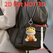 A cute frog keychain -2D acrylic cartoon frog, wearing workwear, perfect for car keys, backpacks, Thanksgiving gifts - Multicolor - Ver 6
