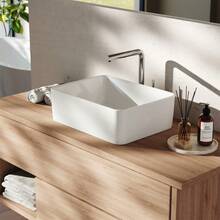 1pc Modern Simple Rectangular Ceramic Basin 40*30*13cm Bright White Over-The-Tap Basin Includes Hose And Water Inlet For Use In Wardrobe Room/Bathroom/Occupational Office - White - View 6