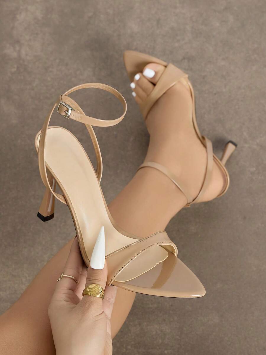 Elegante Riemchen-Spitze-High-Heel-Sandalen, vielseitig einsetzbar für formelle Anlässe, Partys, Hochzeiten, Aufführungen, Outdoor, Reisen, Feiertage (Valentinstag, Muttertag, Frauentag, Weihnachten, Erntedankfest), Frühlings- und Sommeroutfits - Khaki - Übersicht 1