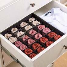 Socks Underwear Drawer Organizer Divider 2 Pack, 24/16 Cell Collapsible Storage Boxes, Closet Organizer For Small Clothing, Reliable Organizers Storage, Must-Have Dorm Essentials For Bedroom Dorm - 黑色 + 24 細胞 - 查看 5
