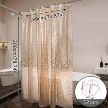 3D玫瑰金鹅卵石图案防水浴室浴帘套装，高端加厚浴帘，浴室隔断帘 - 玫瑰金 - 查看 14
