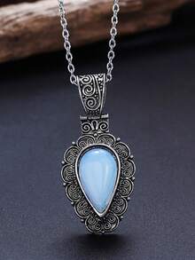 1PC New Fashion Retro Drop-Shaped Pendant Necklace, Unique Fashion Jewelry Accessories Gift For Women On Vacation - Fashion - View 3