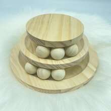 三层木制猫玩具转盘带滚珠轨道，宠物益智玩具，滚珠摇铃秋千