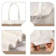 复古金色日月图案双面印花手提袋，精美主题购物袋，波西米亚学院风设计，秋季感恩节礼物，杂货袋，适合居家、通勤、度假、上学、送礼，16英寸*14英寸 - 白色 - 查看 8