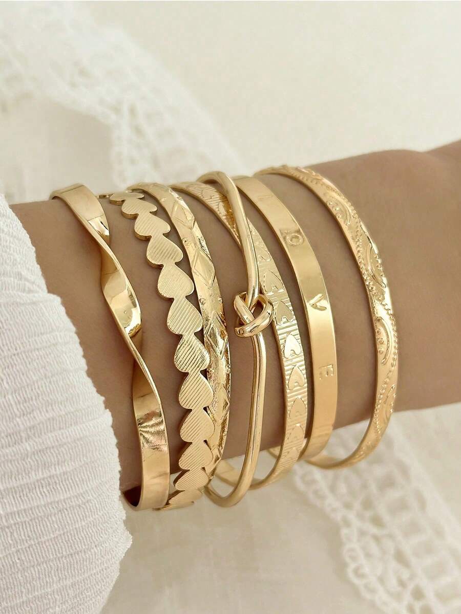 Pulsera minimalista de estilo bohemio vintage con diseño geométrico en capas, accesorio versátil para uso diario y fiestas, excelente artículo de regalo - Amarillo Oro - Ver 1