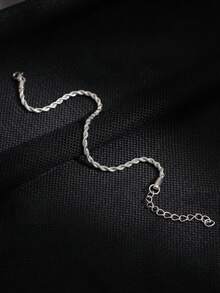 1 pieza Brazalete de cadena de cuerda retorcida de acero inoxidable para hombres, regalo simple y genial