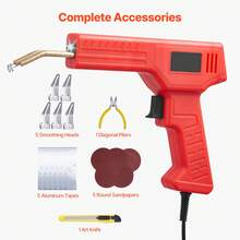 Soldador de plástico, Pistola de soldadura de plástico de 100W con grapas calientes de 800PCS, Pistola de soldadura de grapas calientes profesional, Kit de reparación de parachoques de plástico para coches con luz led para kayak, Juguetes, Reparación de grietas de plástico - Rojo - Ver 3