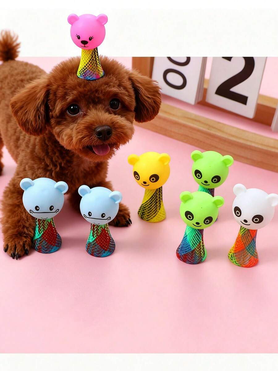 2/10pcs Small Bouncing Toy, Pet Toy, Small Cat And Dog Bouncing Toy, Pet Puzzle Bouncing Toy, Suitable For Domestic Small Pets To Play With. - Color Mixing - View 1