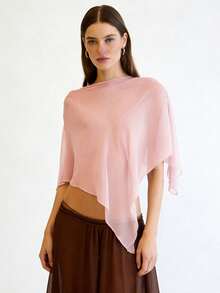 Women Sheer Tops, Solid Irregular Cover-up Loose Summer Clubwear for Street Party - Rosa - Ver 3