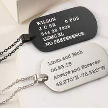 Dây chuyền thẻ bài quân đội bằng thép không gỉ tùy chỉnh, dây chuyền thẻ nhận dạng quân đội kỷ niệm, có thể khắc chữ, thích hợp làm quà tặng cho bạn trai, dây chuyền mặt dây chuyền khắc chữ cá nhân hóa, có thể tùy chỉnh khắc chữ, dây chuyền mặt dây chuyền hình vuông, thích hợp cho người đam mê, Ngày của Mẹ, Ngày của Cha, thời trang bạc, thời trang mùa thu, cổ điển, tối giản. - Bạc - Xem 7