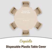 Party Solids 12-Pack Premium Plastic 84-Inch Round Tablecloth, Ivory - Ivory - View 5